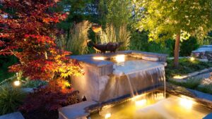 Fall winter pond with pond lighting from PondMAX